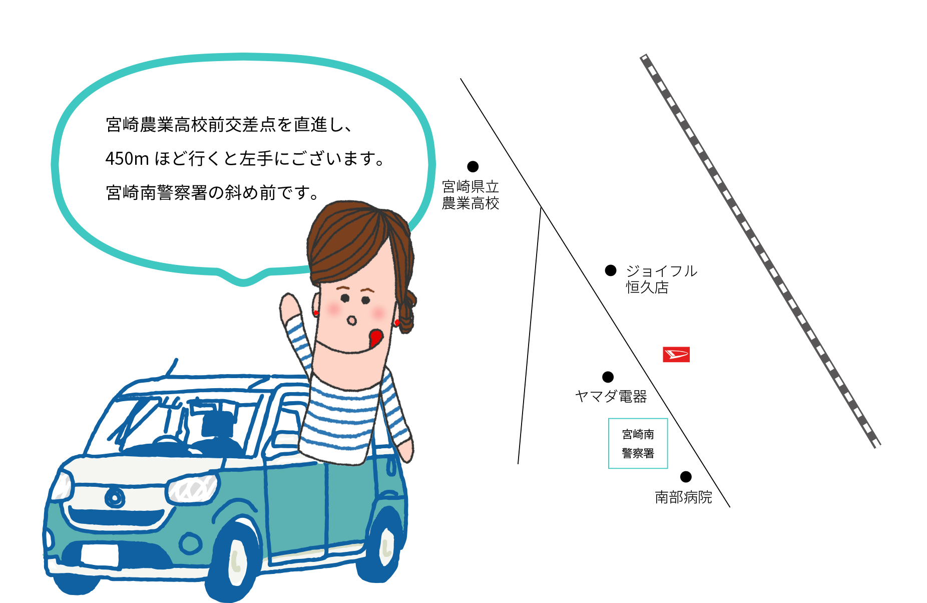 宮崎南警察署斜め前